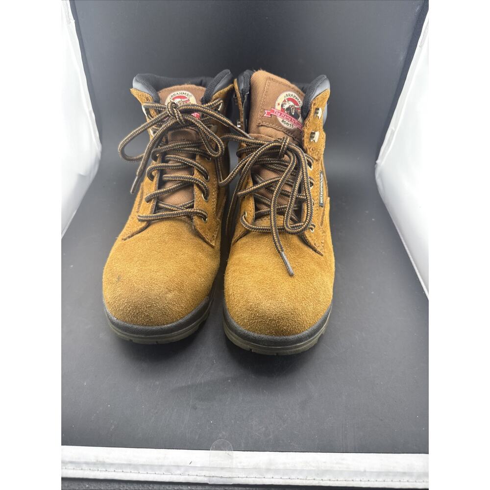Brahma Waterproof Work Boots Womens 6.5 Brown Suede Lace Up Steel Toe